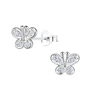Wholesale Silver Butterfly Stud Earrings