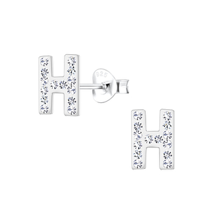 Wholesale Silver Letter H Stud Earrings