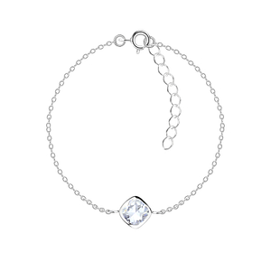 Wholesale 6mm Cushion Cubic Zirconia Silver Bracelet
