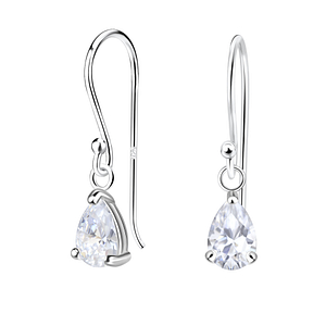 Wholesale 4x6mm Pear Cubic Zirconia Silver Earrings
