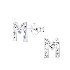 Wholesale Silver Letter M Stud Earrings