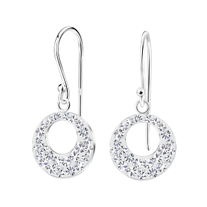 Wholesale Silver Round Crystal Earrings