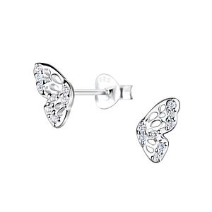 Wholesale Silver Butterfly Stud Earrings
