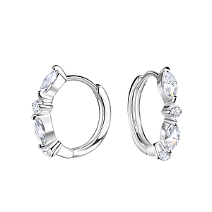 Wholesale Silver Geometric Huggie Earrings