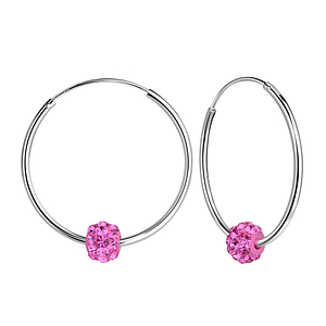 Wholesale 25mm Silver Hoop Earrings with 6mm Crystal Ball