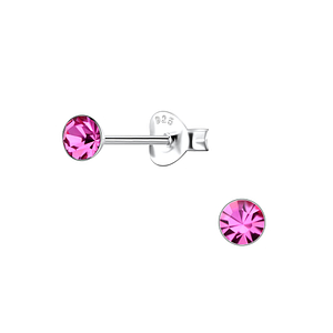 Wholesale 3.5mm Round Crystal Silver Stud Earrings