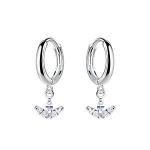 Wholesale Silver Flower Charm Huggie Earrings