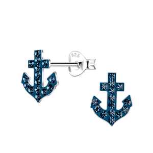 Wholesale Silver Anchor Stud Earrings
