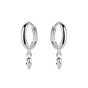 Wholesale Silver Geometric Charm Huggie Earrings