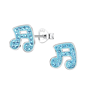 Wholesale Silver Music Note Stud Earrings