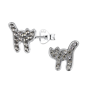 Wholesale Silver Cat Stud Earrings