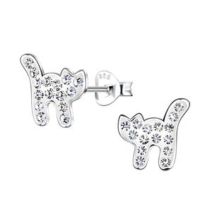 Wholesale Silver Cat Stud Earrings