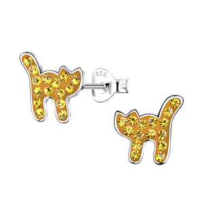Wholesale Silver Cat Stud Earrings