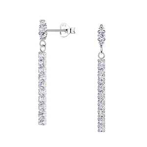 Wholesale Silver Marquise Stud Earrings with Hanging Tennis Chain