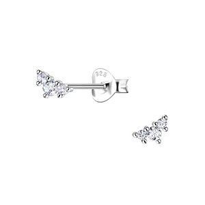 Wholesale Silver Three Stones Stud Earrings