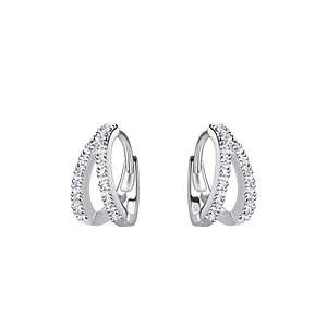 Wholesale Silver Double Line Huggie Earrings