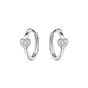 Wholesale Silver Heart Huggie Earrings