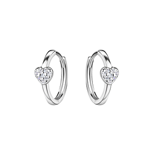 Wholesale Silver Heart Huggie Earrings