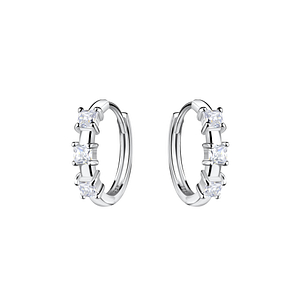 Wholesale Silver Three Stones Huggie Earrings