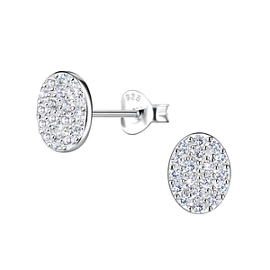 Wholesale Silver Oval Stud Earrings