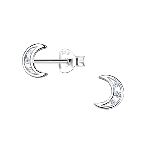 Wholesale Silver Moon Stud Earrings