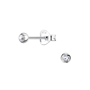Wholesale Silver Crystal Single Stone Stud Earrings