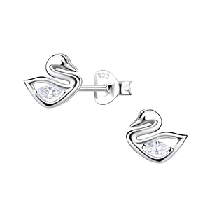 Wholesale Silver Swan Stud Earrings