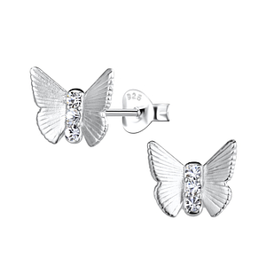 Wholesale Silver Butterfly Stud Earrings