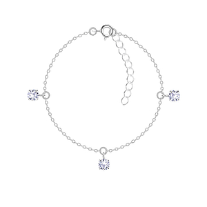 Wholesale 4mm Round Cubic Zirconia Silver Bracelet
