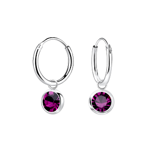 Wholesale 5mm Crystal Silver Solitaire Charm Hoop Earrings