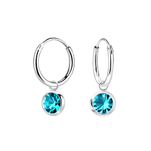 Wholesale 5mm Crystal Silver Solitaire Charm Hoop Earrings