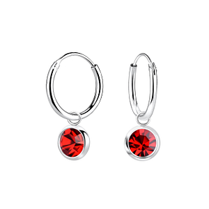 Wholesale 5mm Crystal Silver Solitaire Charm Hoop Earrings