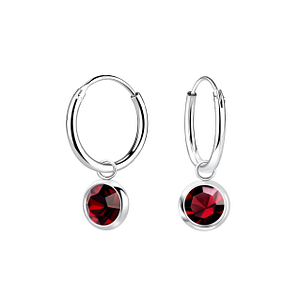 Wholesale 5mm Crystal Silver Solitaire Charm Hoop Earrings