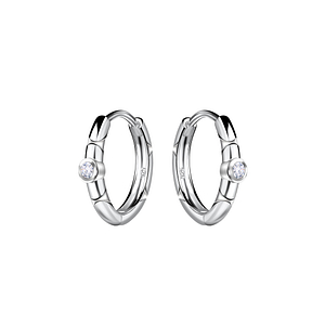 Wholesale 11mm Silver Patterned Huggie Earrings