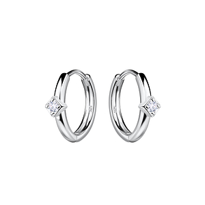 Wholesale 11mm Silver Square Huggie Earrings