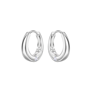 Wholesale 11mm Silver Single Stone Huggie Earrings