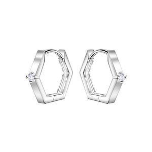 Wholesale 11mm Silver Geometric Huggie Earrings