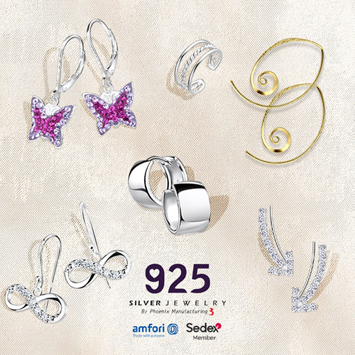 Wholesale Silver Crystal Flower Stud Earrings
