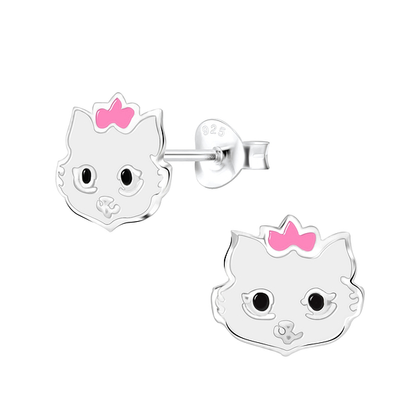 Wholesale Silver Cat Stud Earrings