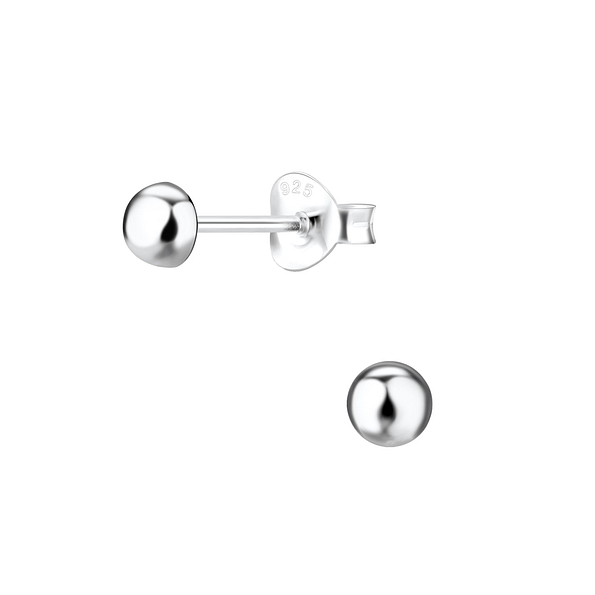 Wholesale Silver 4mm Half Ball Stud Earrings