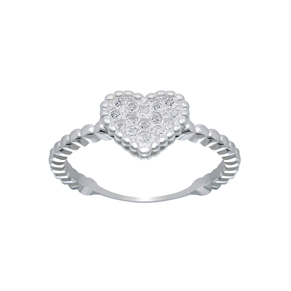 Wholesale Silver Heart Cubic Zirconia Ring