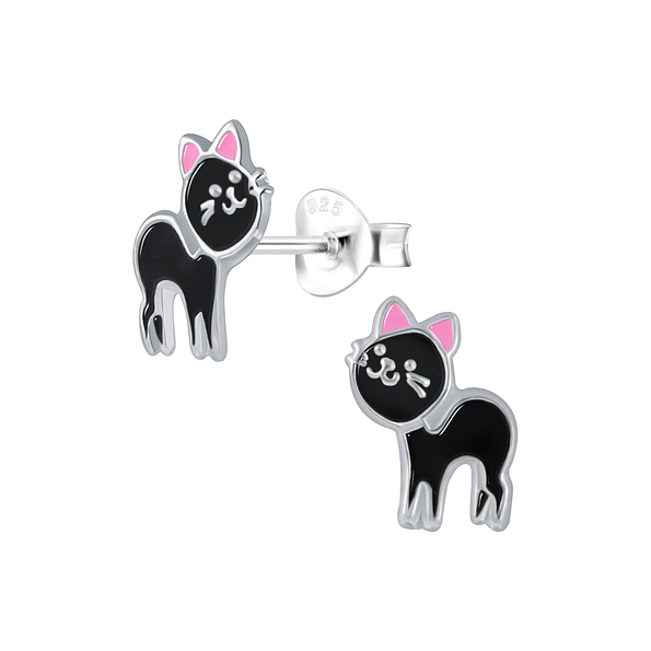 Wholesale Silver Cat Stud Earrings