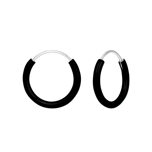 Wholesale Silver Black Hoop Earrings