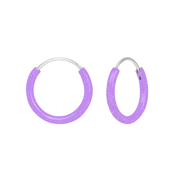 Wholesale Silver Light Purple Hoop Earrings
