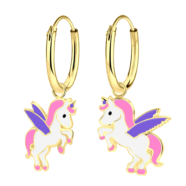Wholesale Silver Unicorn Charm Hoop Earrings