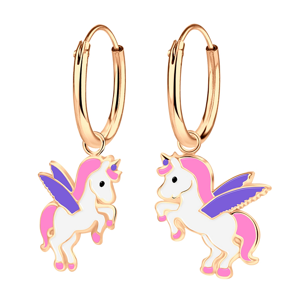 Wholesale Silver Unicorn Charm Hoop Earrings