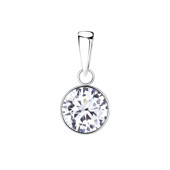 Wholesale 8mm Round Cubic Zirconia Silver Pendant