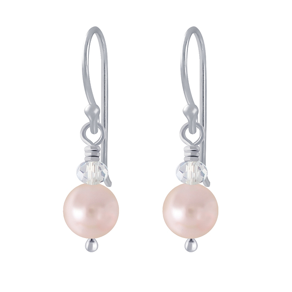 Wholesale Silver Handmade Earrings With Hanging Pearl