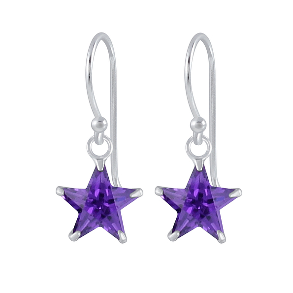 Wholesale 8mm Star Cubic Zirconia Silver Earrings