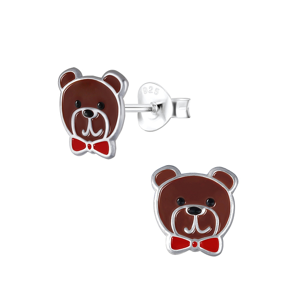 Wholesale Silver Bear Stud Earrings